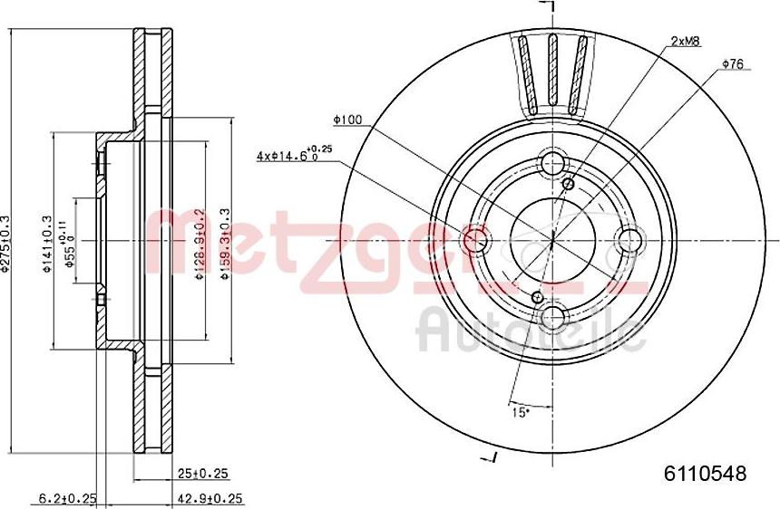 Metzger 6110548 - Brake Disc autospares.lv