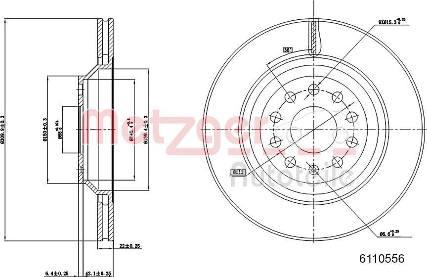 Metzger 6110556 - Brake Disc autospares.lv