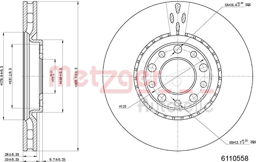 Metzger 6110558 - Brake Disc autospares.lv