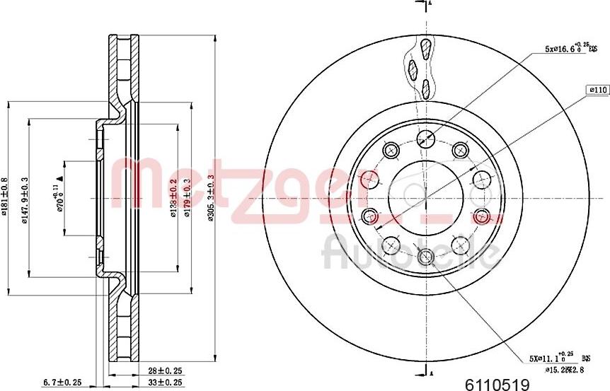 Metzger 6110519 - Brake Disc autospares.lv