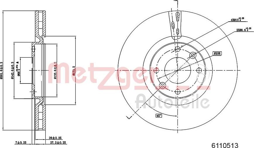 Metzger 6110513 - Brake Disc autospares.lv