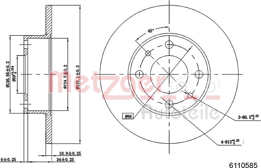 Metzger 6110585 - Brake Disc autospares.lv