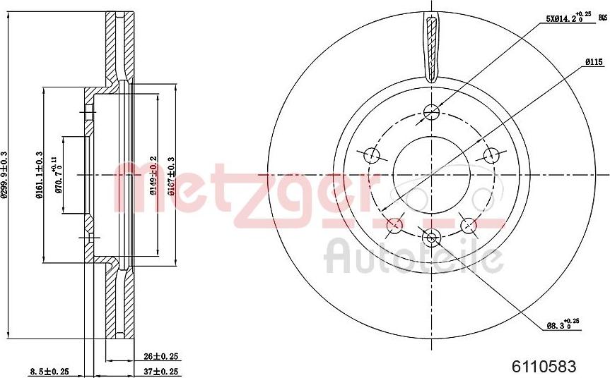 Metzger 6110583 - Brake Disc autospares.lv