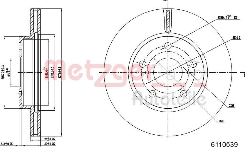 Metzger 6110539 - Brake Disc autospares.lv