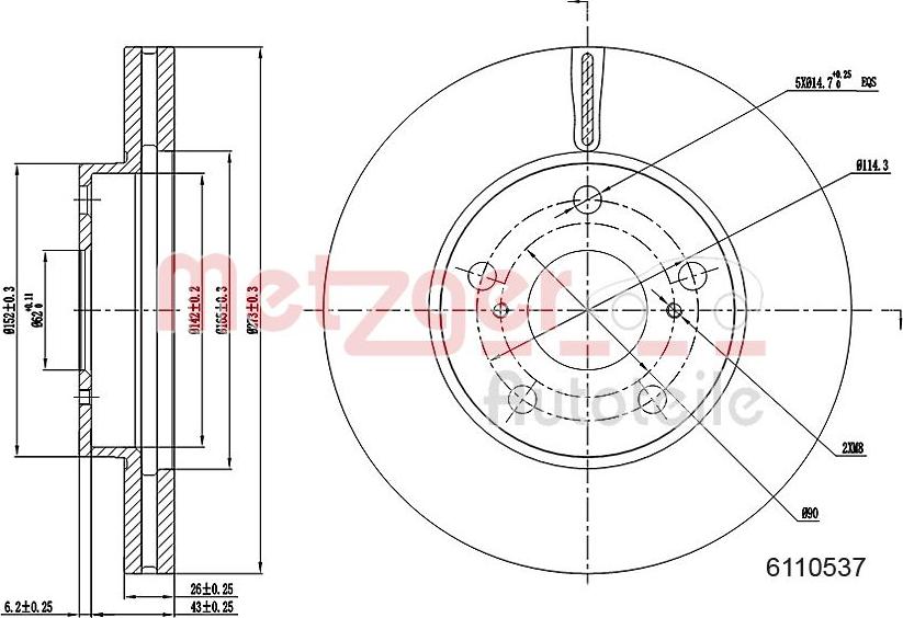 Metzger 6110537 - Brake Disc autospares.lv