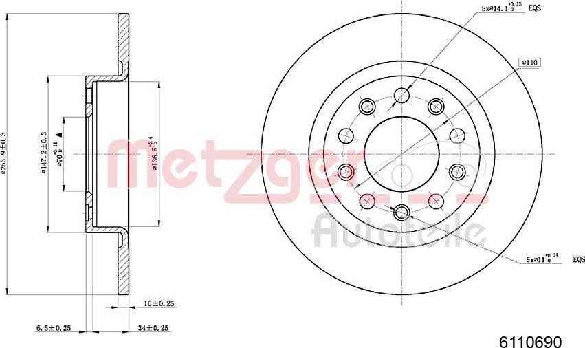 Metzger 6110690 - Brake Disc autospares.lv