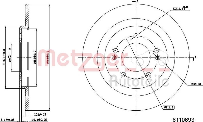 Metzger 6110693 - Brake Disc autospares.lv