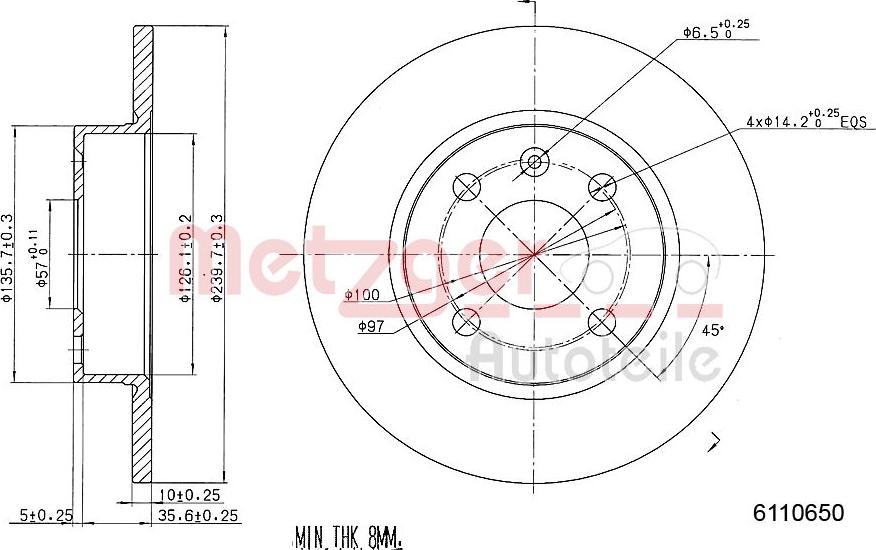 Metzger 6110650 - Brake Disc autospares.lv