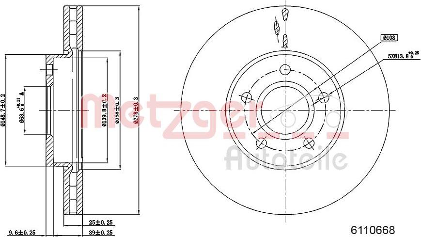 Metzger 6110668 - Brake Disc autospares.lv