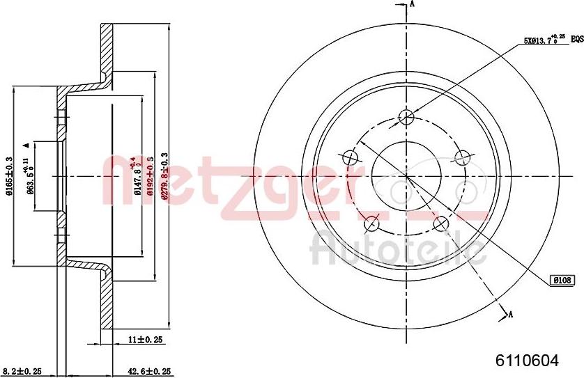 Metzger 6110604 - Brake Disc autospares.lv