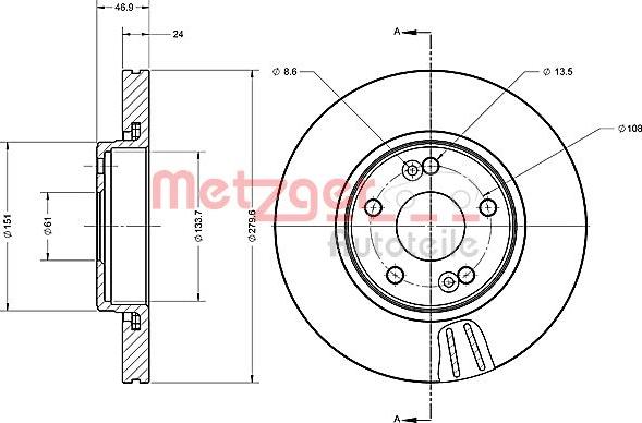 Metzger 6110600 - Brake Disc autospares.lv