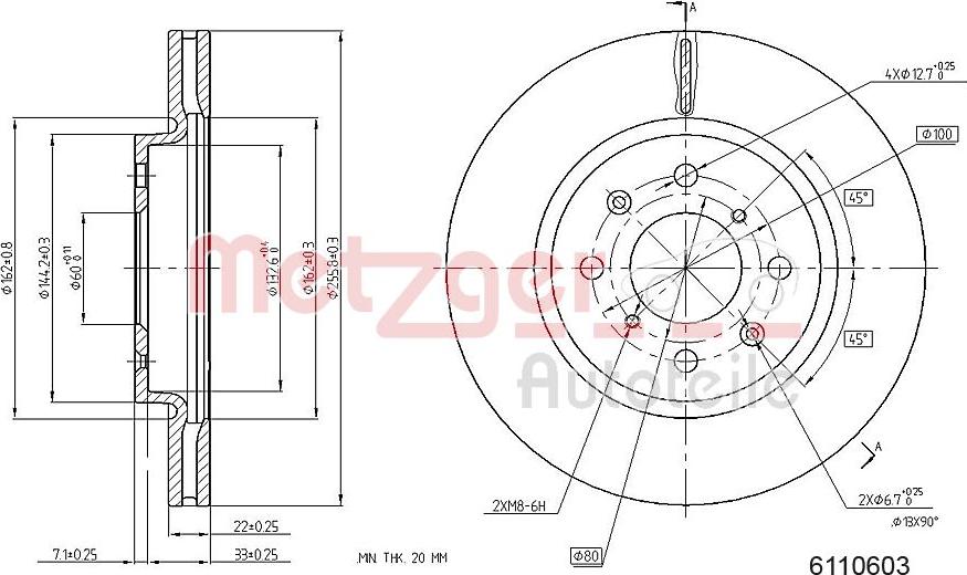 Metzger 6110603 - Brake Disc autospares.lv