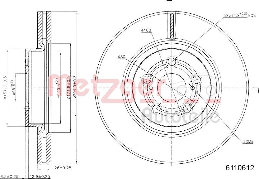 Metzger 6110612 - Brake Disc autospares.lv