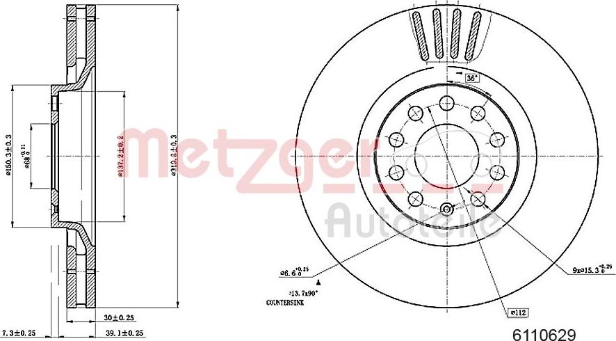 Metzger 6110629 - Brake Disc autospares.lv