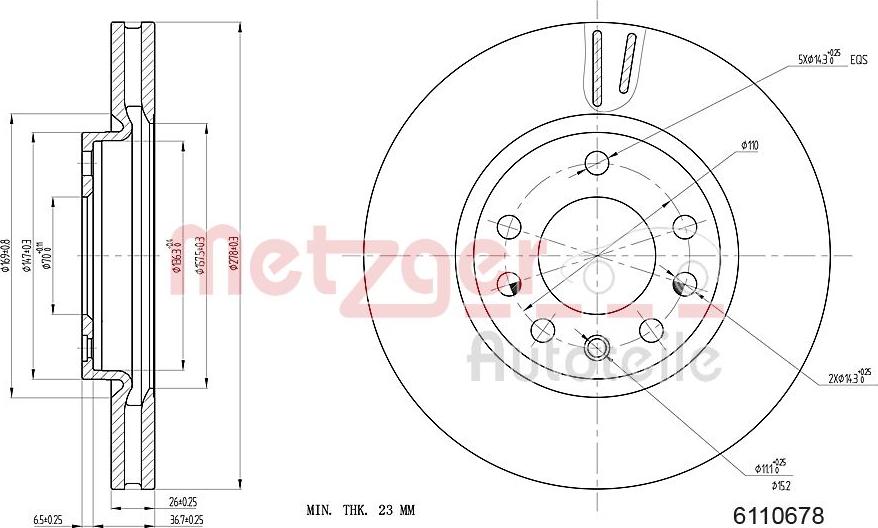 Metzger 6110678 - Brake Disc autospares.lv