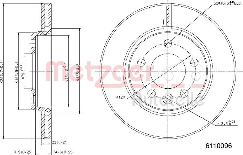 Metzger 6110096 - Brake Disc autospares.lv