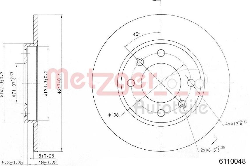 Metzger 6110048 - Brake Disc autospares.lv