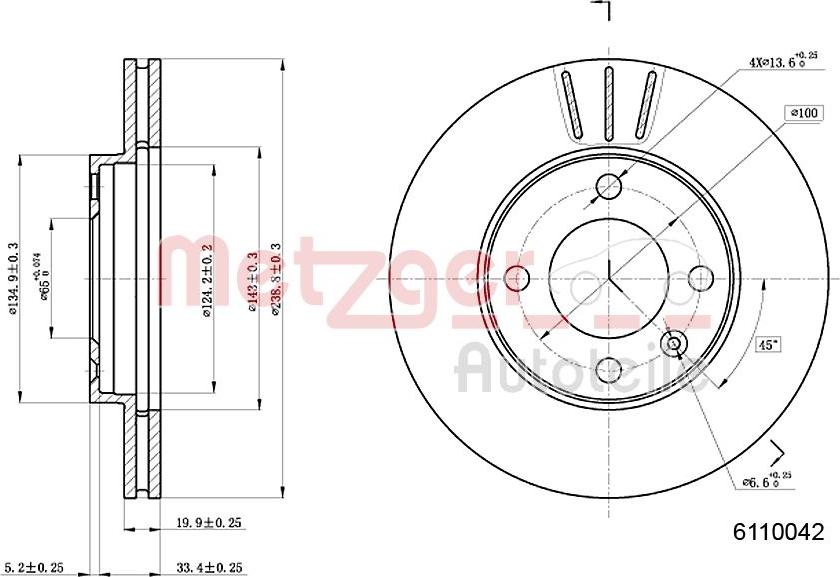 Metzger 6110042 - Brake Disc autospares.lv