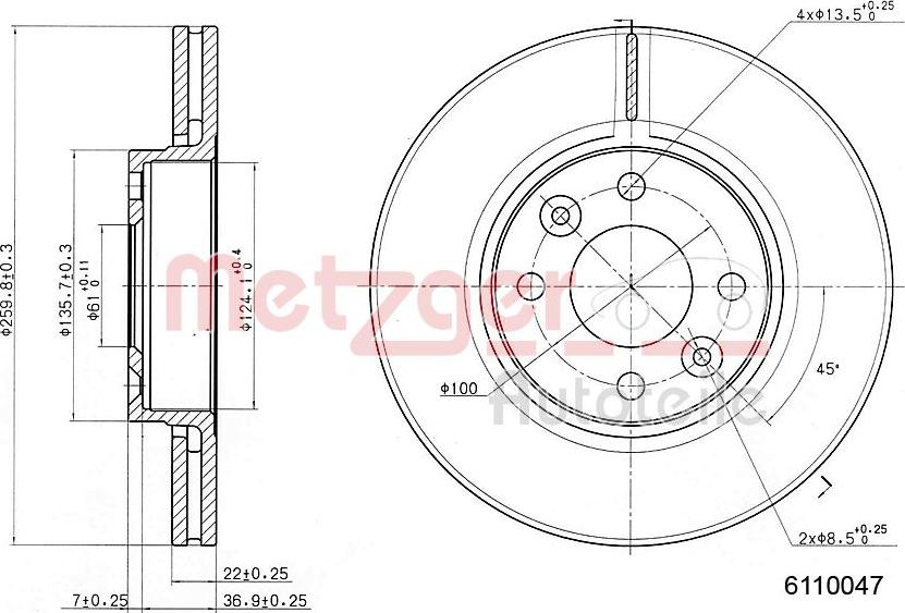 Metzger 6110047 - Brake Disc autospares.lv