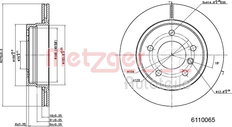 Metzger 6110065 - Brake Disc autospares.lv