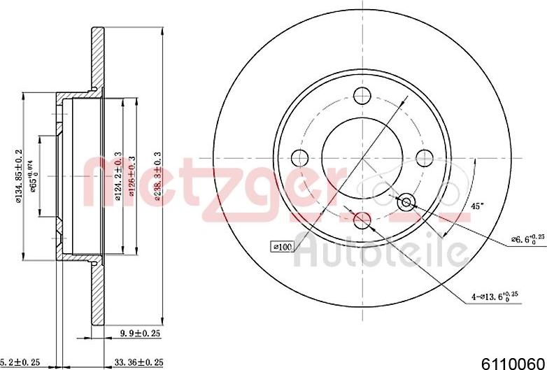 Metzger 6110060 - Brake Disc autospares.lv