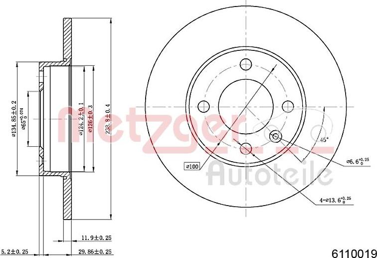 Metzger 6110019 - Brake Disc autospares.lv