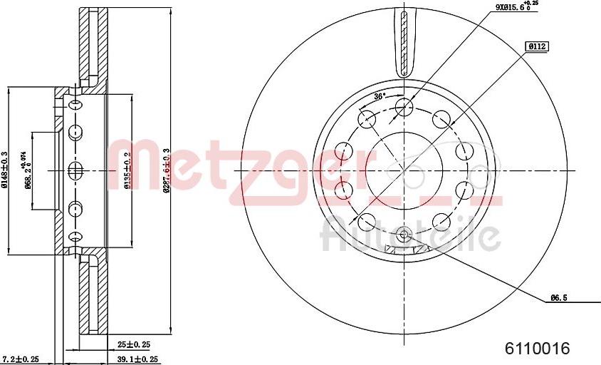 Metzger 6110016 - Brake Disc autospares.lv