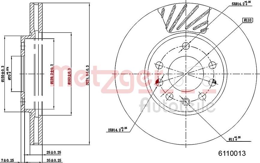 Metzger 6110013 - Brake Disc autospares.lv