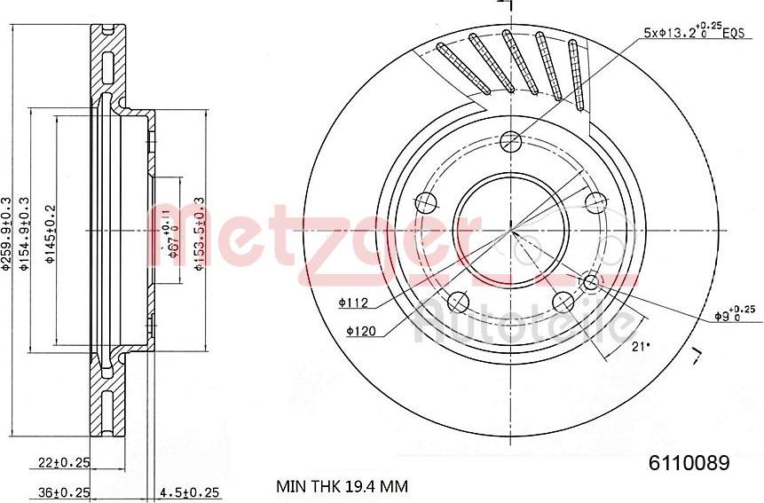 Metzger 6110089 - Brake Disc autospares.lv