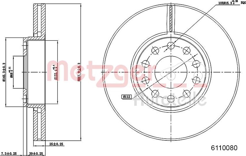 Metzger 6110080 - Brake Disc autospares.lv