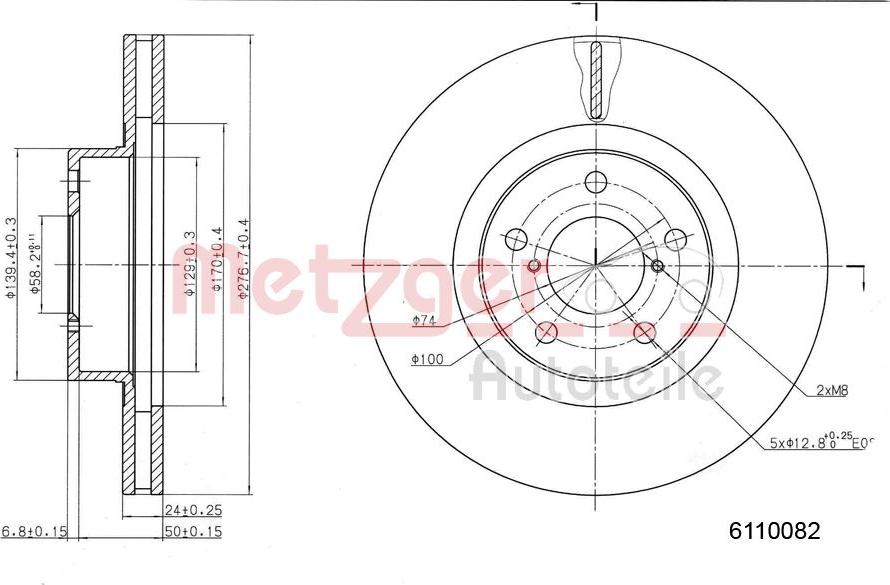 Metzger 6110082 - Brake Disc autospares.lv