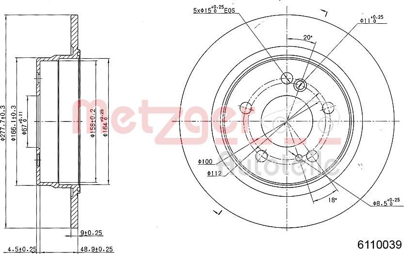 Metzger 6110039 - Brake Disc autospares.lv