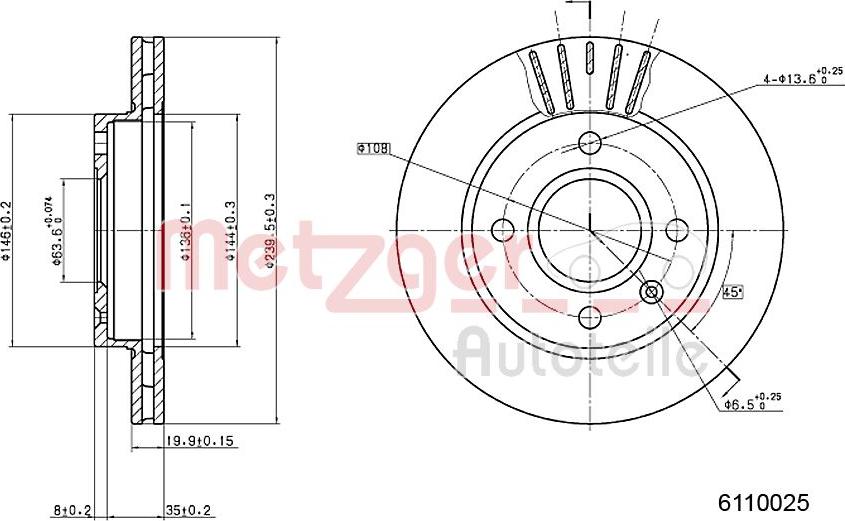 Metzger 6110025 - Brake Disc autospares.lv