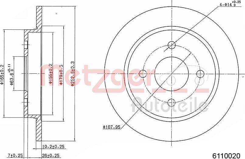 Metzger 6110020 - Brake Disc autospares.lv