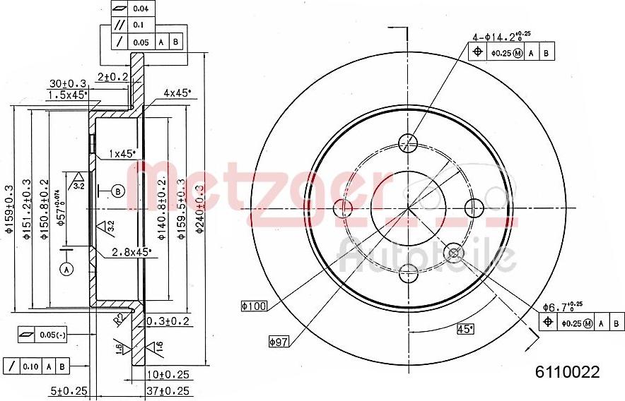 Metzger 6110022 - Brake Disc autospares.lv