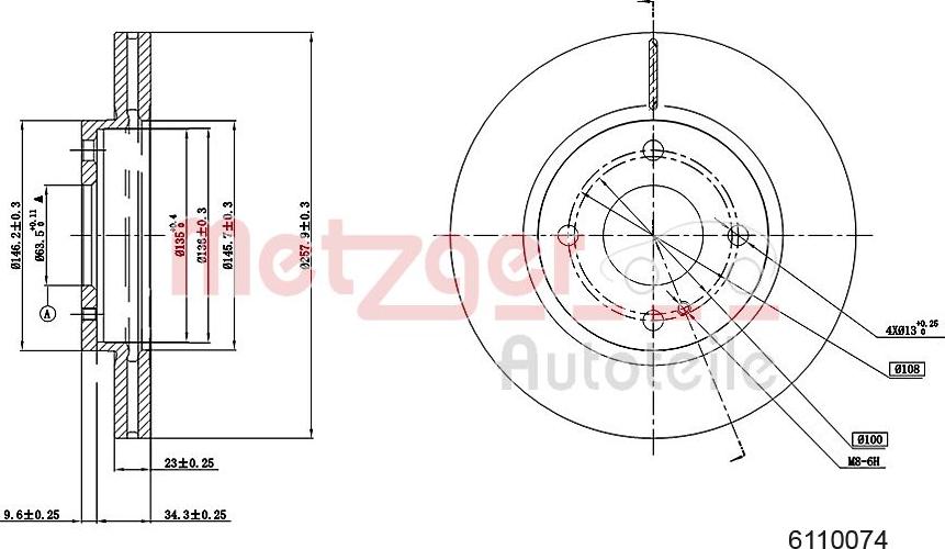 Metzger 6110074 - Brake Disc autospares.lv