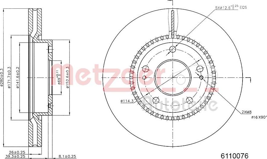 Metzger 6110076 - Brake Disc autospares.lv