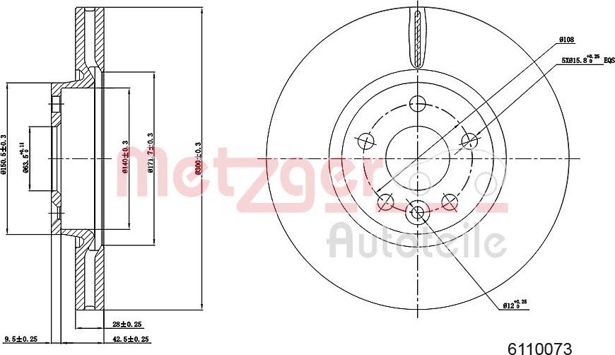 Metzger 6110073 - Brake Disc autospares.lv