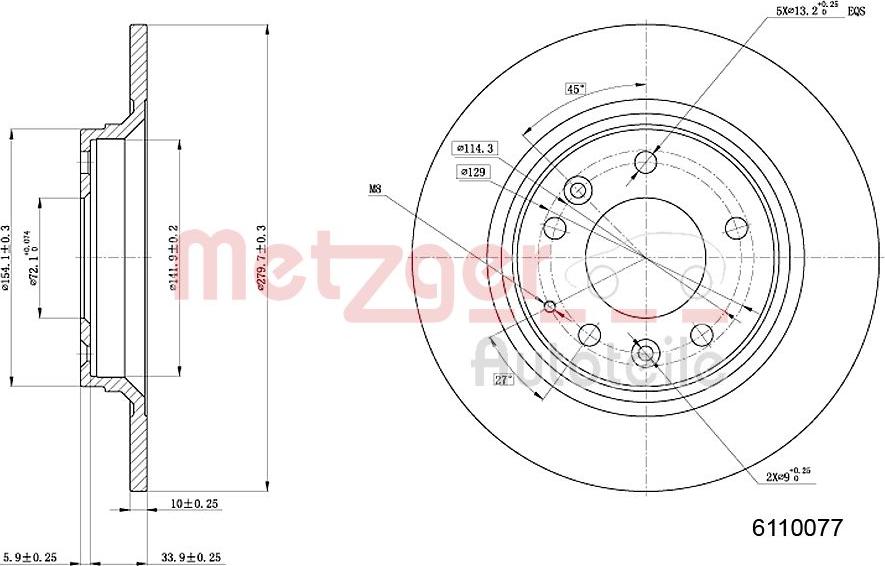 Metzger 6110077 - Brake Disc autospares.lv