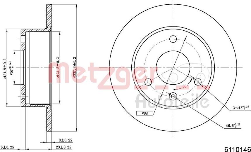 Metzger 6110146 - Brake Disc autospares.lv