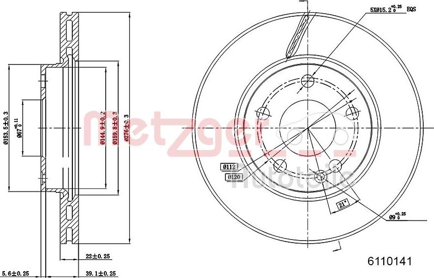 Metzger 6110141 - Brake Disc autospares.lv