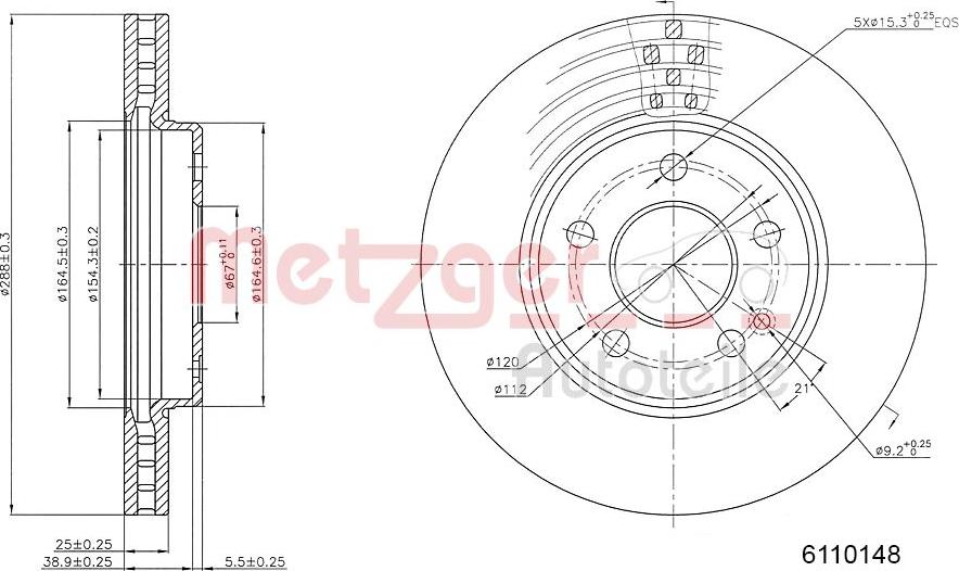 Metzger 6110148 - Brake Disc autospares.lv