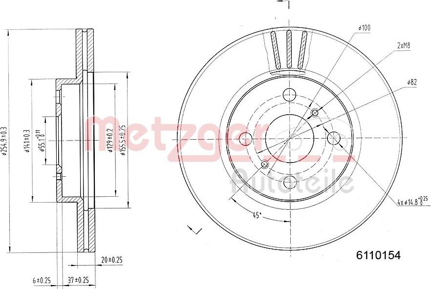 Metzger 6110154 - Brake Disc autospares.lv