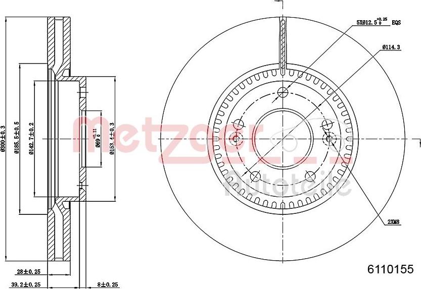 Metzger 6110155 - Brake Disc autospares.lv