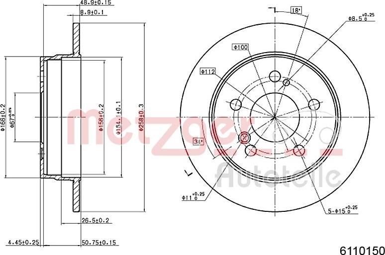 Metzger 6110150 - Brake Disc autospares.lv