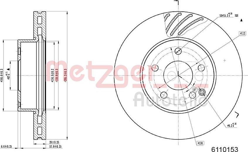 Metzger 6110153 - Brake Disc autospares.lv