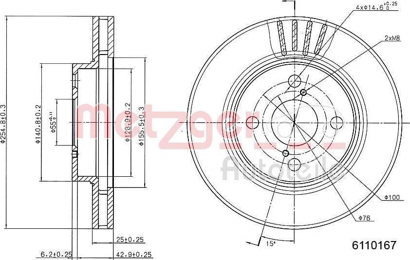 Metzger 6110167 - Brake Disc autospares.lv