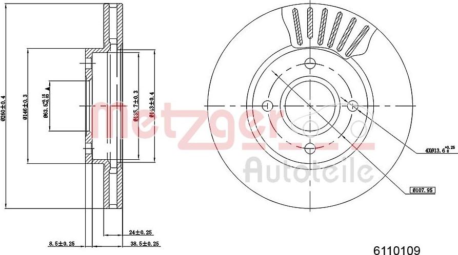 Metzger 6110109 - Brake Disc autospares.lv