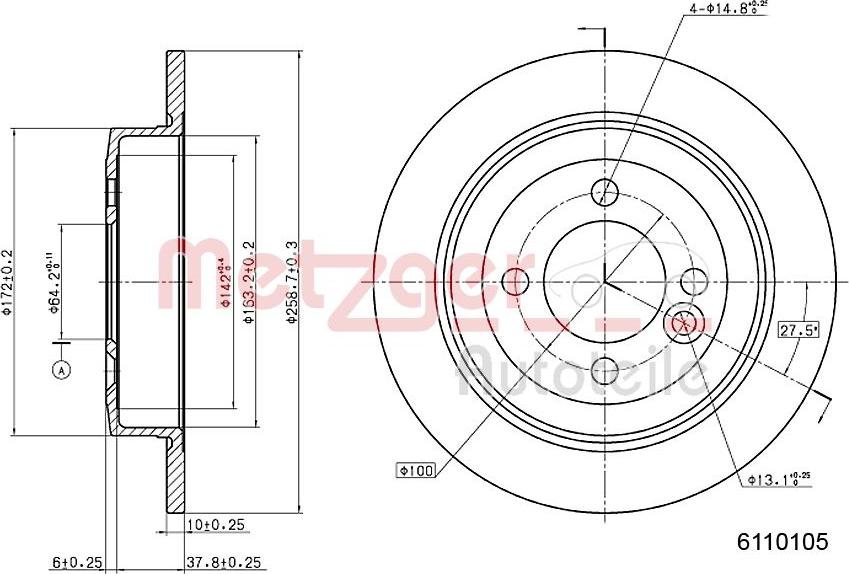 Metzger 6110105 - Brake Disc autospares.lv