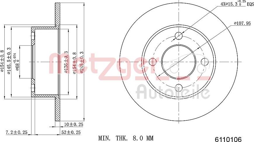 Metzger 6110106 - Brake Disc autospares.lv